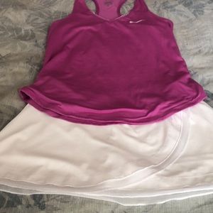 Beautiful Tennis outfit, White Skirt with Dark Lilac Top, both size medium.